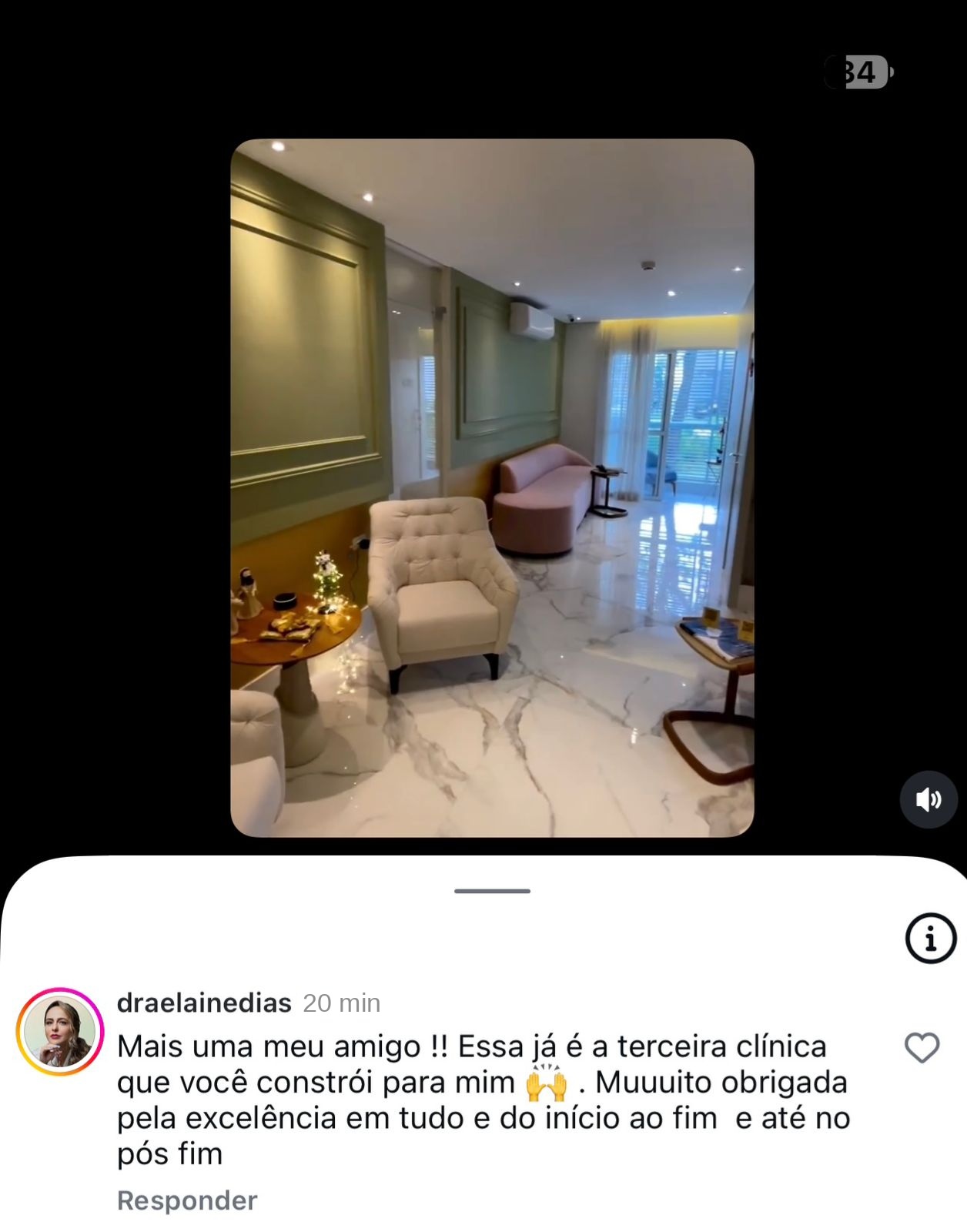 Print do comentário da Dra. Elaine Dias no Instagram